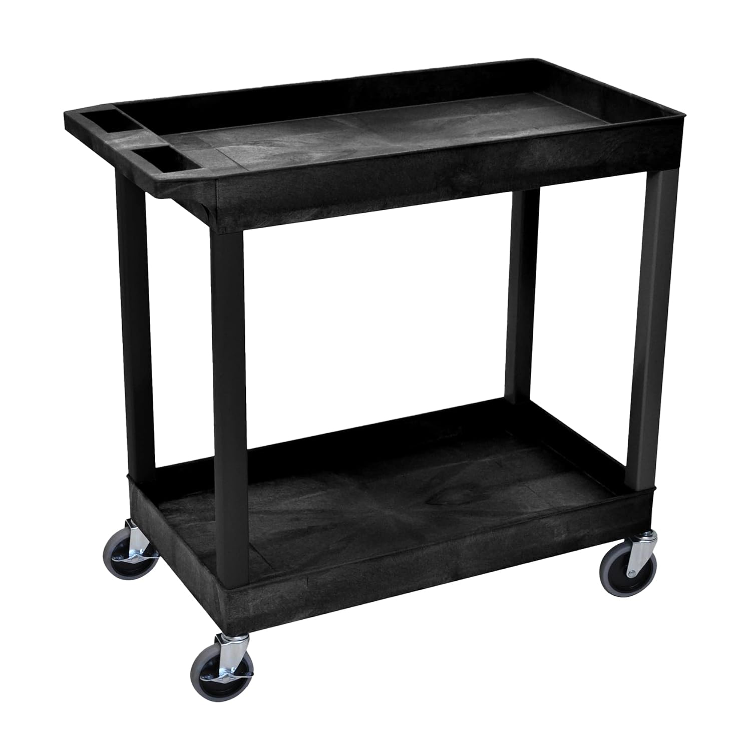 Luxor-EC11-B 32" x 18" Tub Storage Cart 2 Shelves - Black