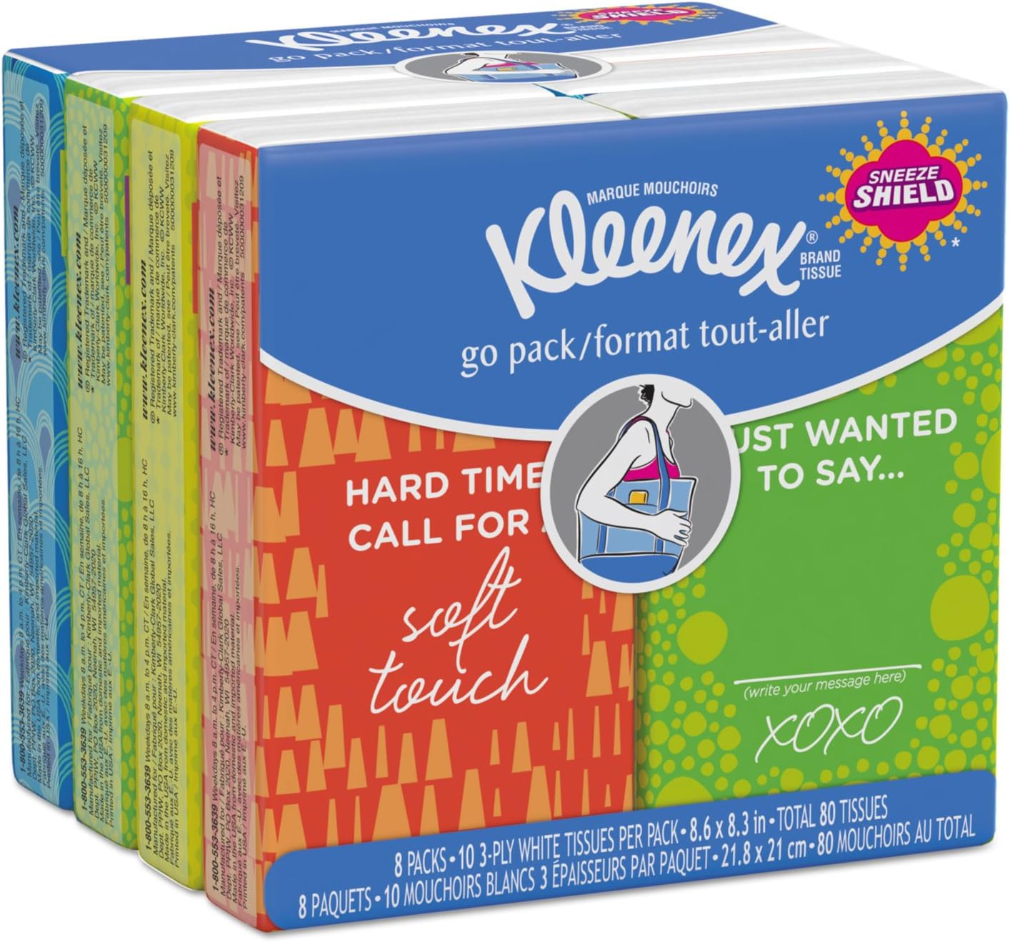 Kimberly-Clark-46651 Kleenex® Facial Tissue Pocket Pack – 3-Ply | 10 Sheets/Pack | 8 Packs/Bundle | 12 Bundles/Case
