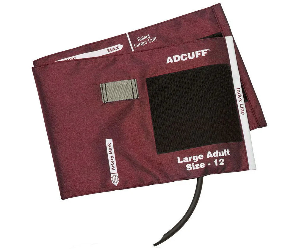 ADC-845-12XBD-1HP ADCUFF & Bladder, 1 Tube w/Con Lrg Adult, Burgundy, LF