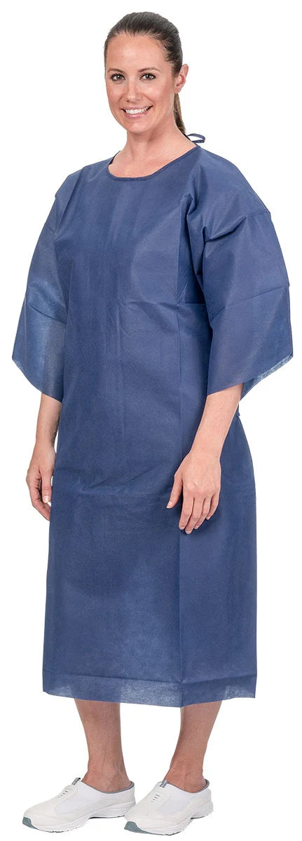 Aspen Surgical-0456P Gown, Patient, Full Back, 3/4 Sleeve, Dark Blue, Universal, 100/cs