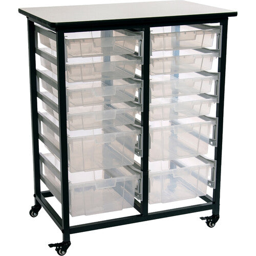 Luxor-MBS-DR-8S4L-CL Mobile Bin Storage Unit - Double Row with Large and Small Clear Bins