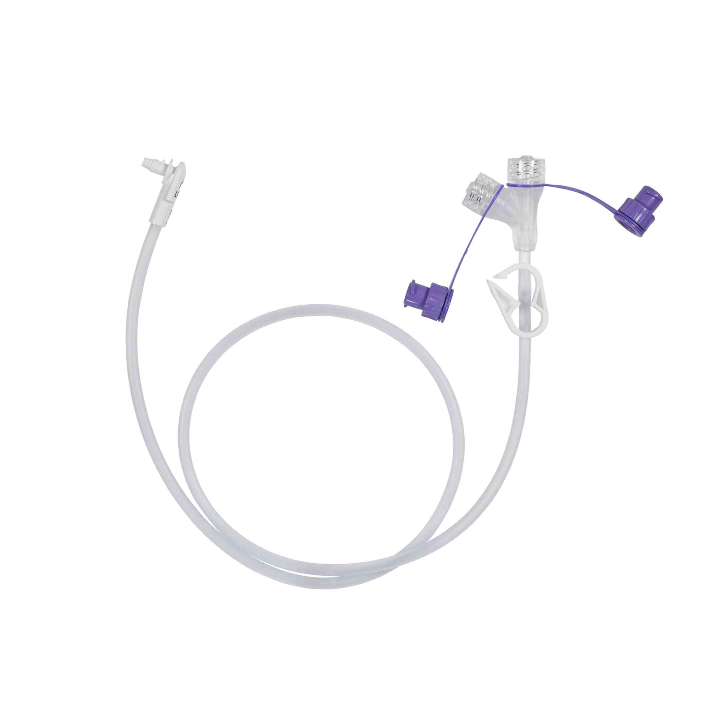 Avanos Medical MIC-KEY Extension Set with 2-Port Y ENFit® Connector, Secur-Lok Right Angle Connector