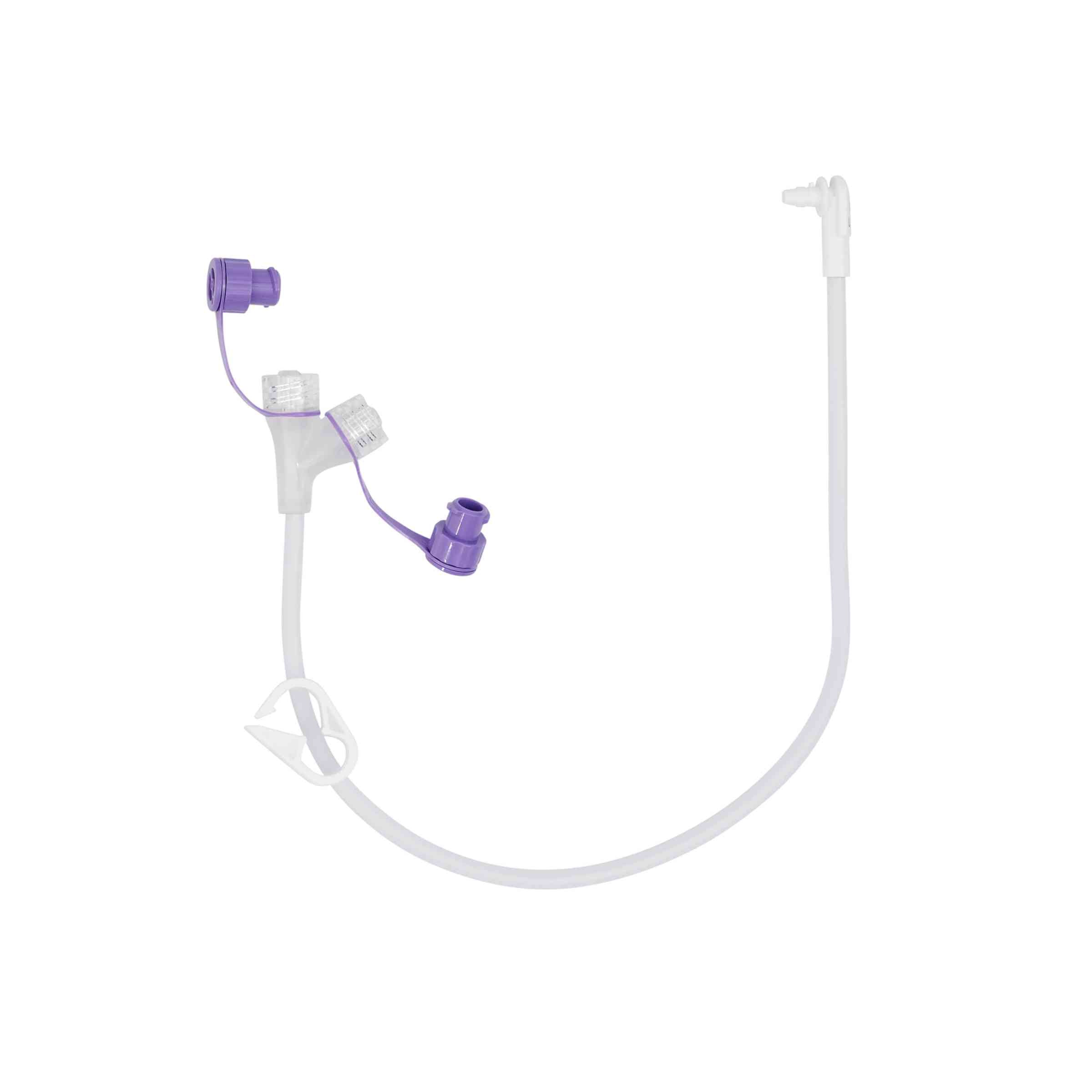 Avanos Medical MIC-KEY Extension Set with 2-Port Y ENFit® Connector, Secur-Lok Right Angle Connector