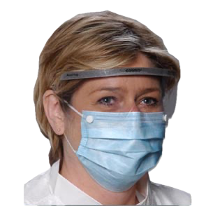 Alpha Protech-5194E Combo Mask with Shield, Snaps, Blue, Earloops, 100/Case (25/bx, 4 bxs/cs)