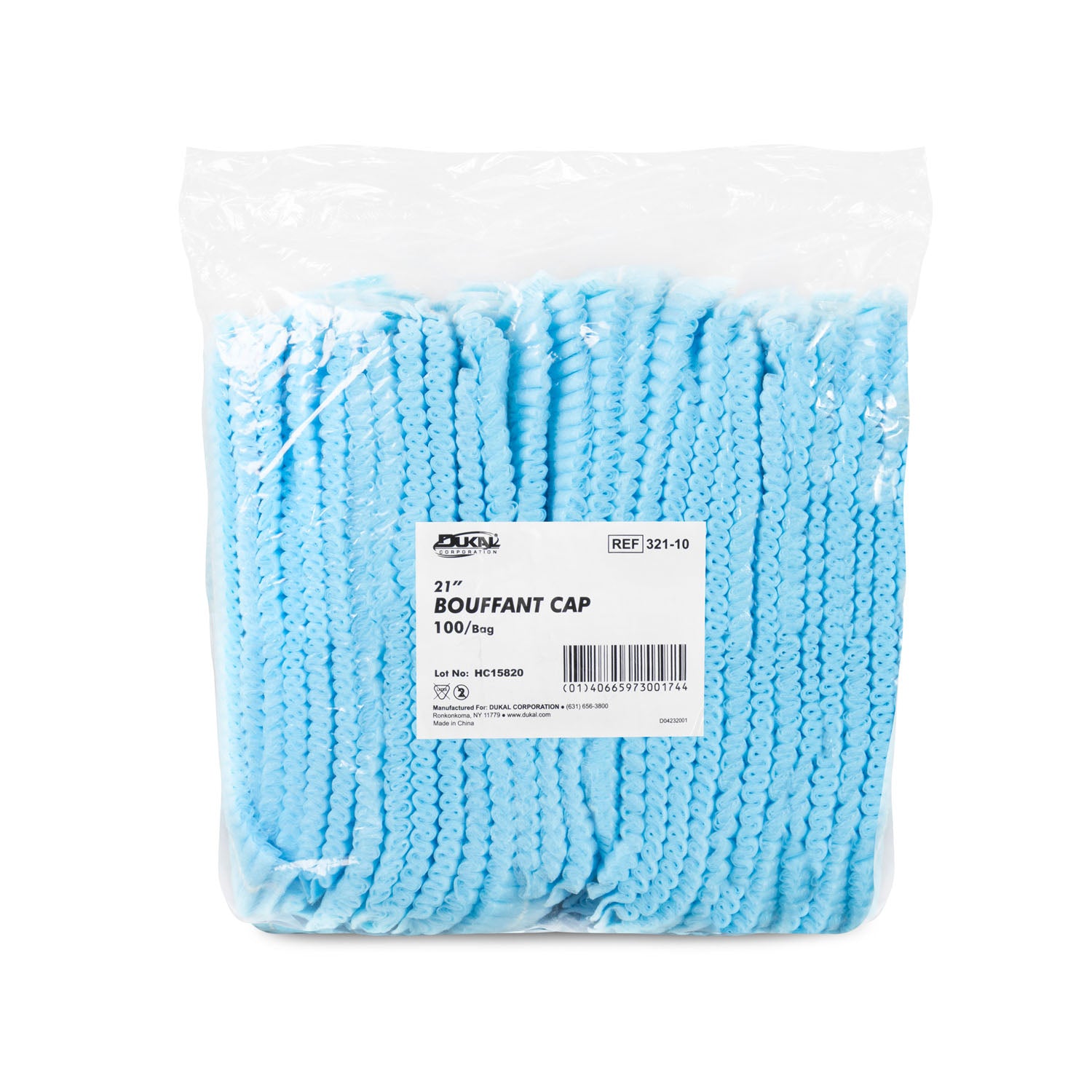 Dukal Corporation-321-10 Bouffant Cap, 21", Accordian, Green, Non-Sterile (100/bg, 10 bg/cs,84 cs/plt)