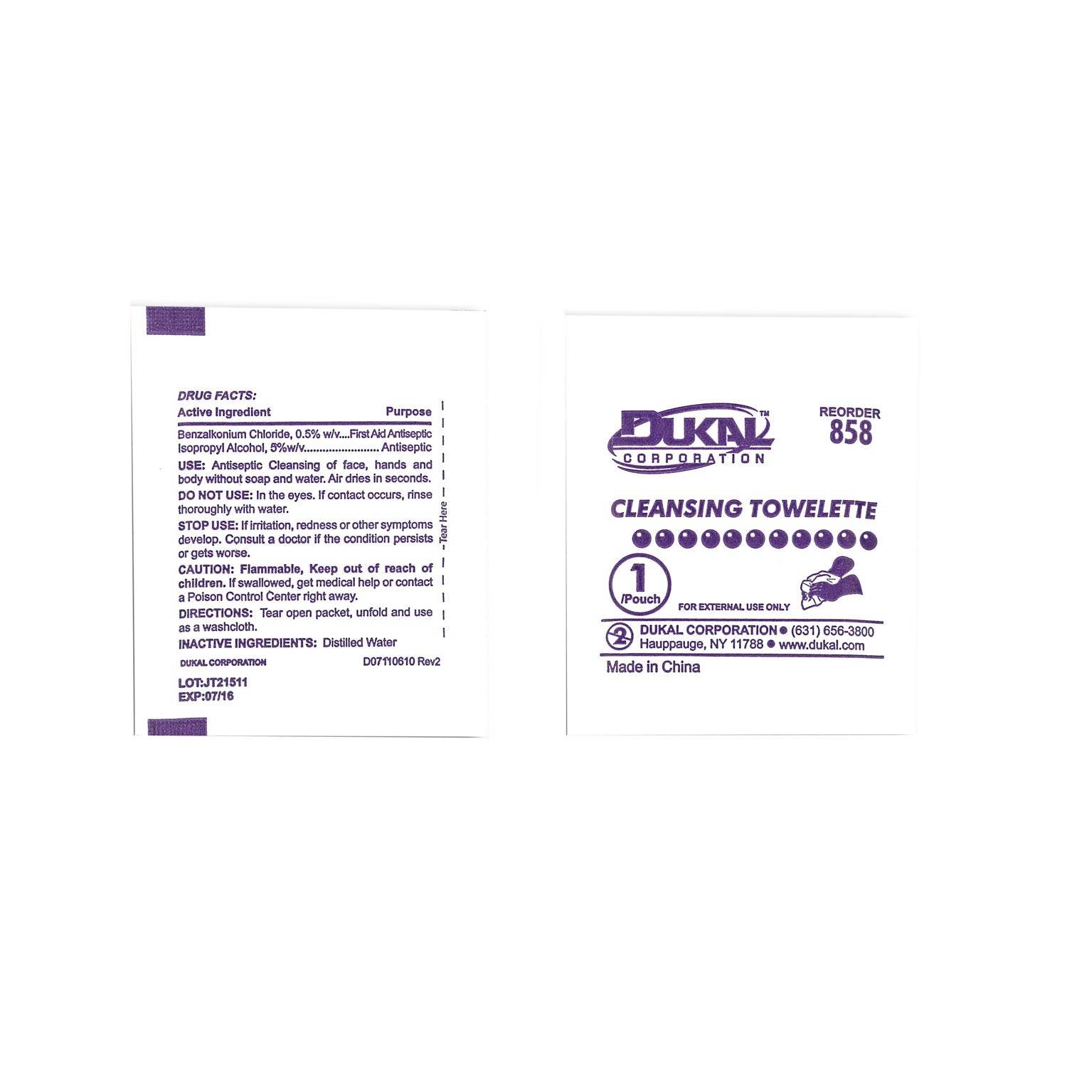 Dukal Corporation Cleansing Towelette, 5" x 8"