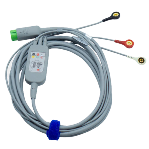 Cable de ECG integrado EDAN de 5 derivaciones con cables con resorte (AHA, desfibrilación).