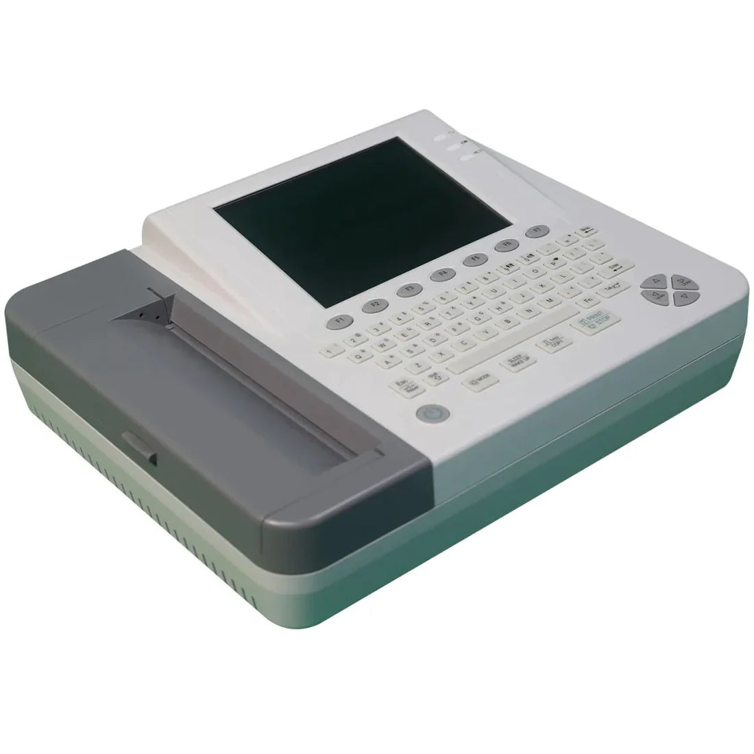 ECG EDAN de doce canales, pantalla LCD de 8,4", teclado, wifi y pantalla táctil a color. Creador de PDF integrado y memoria interna para 800 pruebas con interpretación de Glasgow.