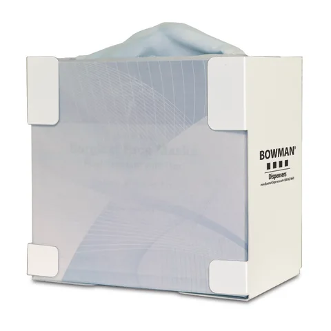 Bowman Dispensers/Marketlab-FB-063 White Stainless Mask Dispenser • 7.8"W x 5.25"D x 7.5"H