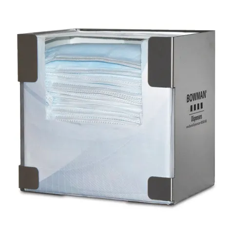 Bowman Dispensers/Marketlab-FM063-0300 Stainless Large Box Single Mask Dispenser • 7.8"W x 5.25"D x 7.5"H