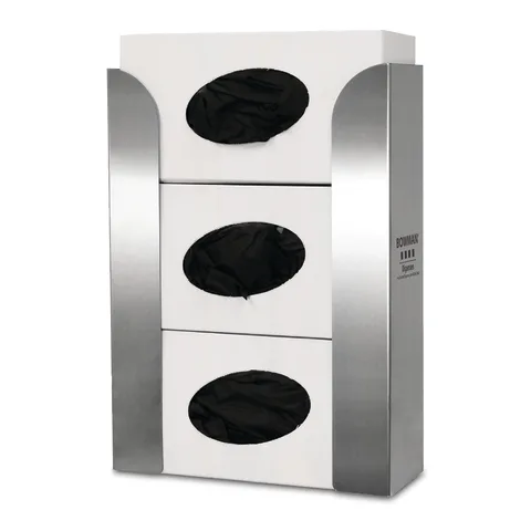 Bowman Dispensers/Marketlab-GL018-0300 Stainless Steel Top Loading Triple Glove Box Dispenser • 10.31"W x 3.94"D x 14.28"H