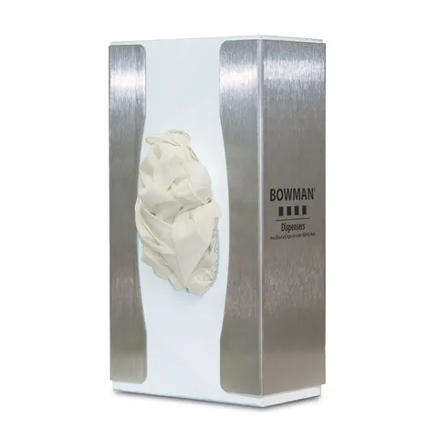 Bowman Dispensers/Marketlab-GL102-0300 Stainless Steel Slim Single Food Service Glove Box Dispenser • 4.95"W x 2.82"D x 9.04"H