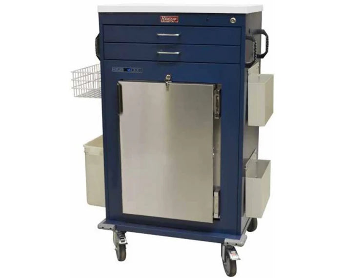 Harloff-MH5200K-Malignant Hyperthermia Cart with 1.8 Cubic Feet Follett Refrigerator, Two Drawers, Key Lock & Accessories