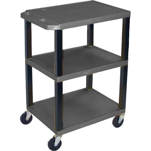 Luxor WT1642E Tuffy Open Shelf A/V Cart - 24 x 16-42 x 18" (Black)