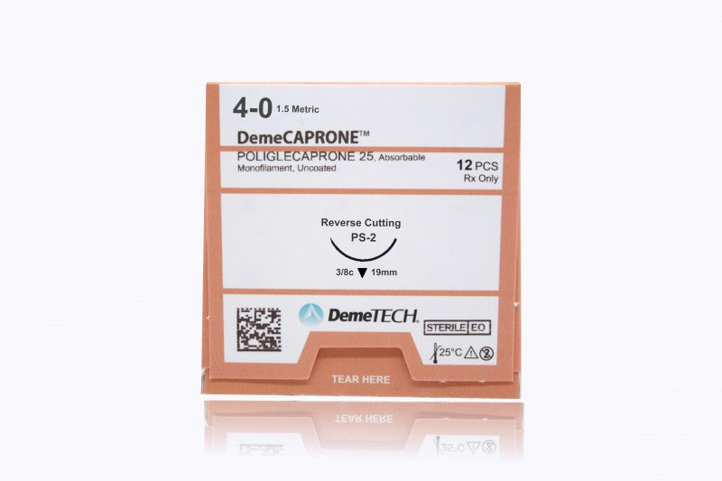 DemeTECH DemeCAPRONE PGCL undyed 18" PS-2 Reverse Cutting - Absorbable, Monofilament, PGCL, Poliglecaprone, Suture, Synthetic