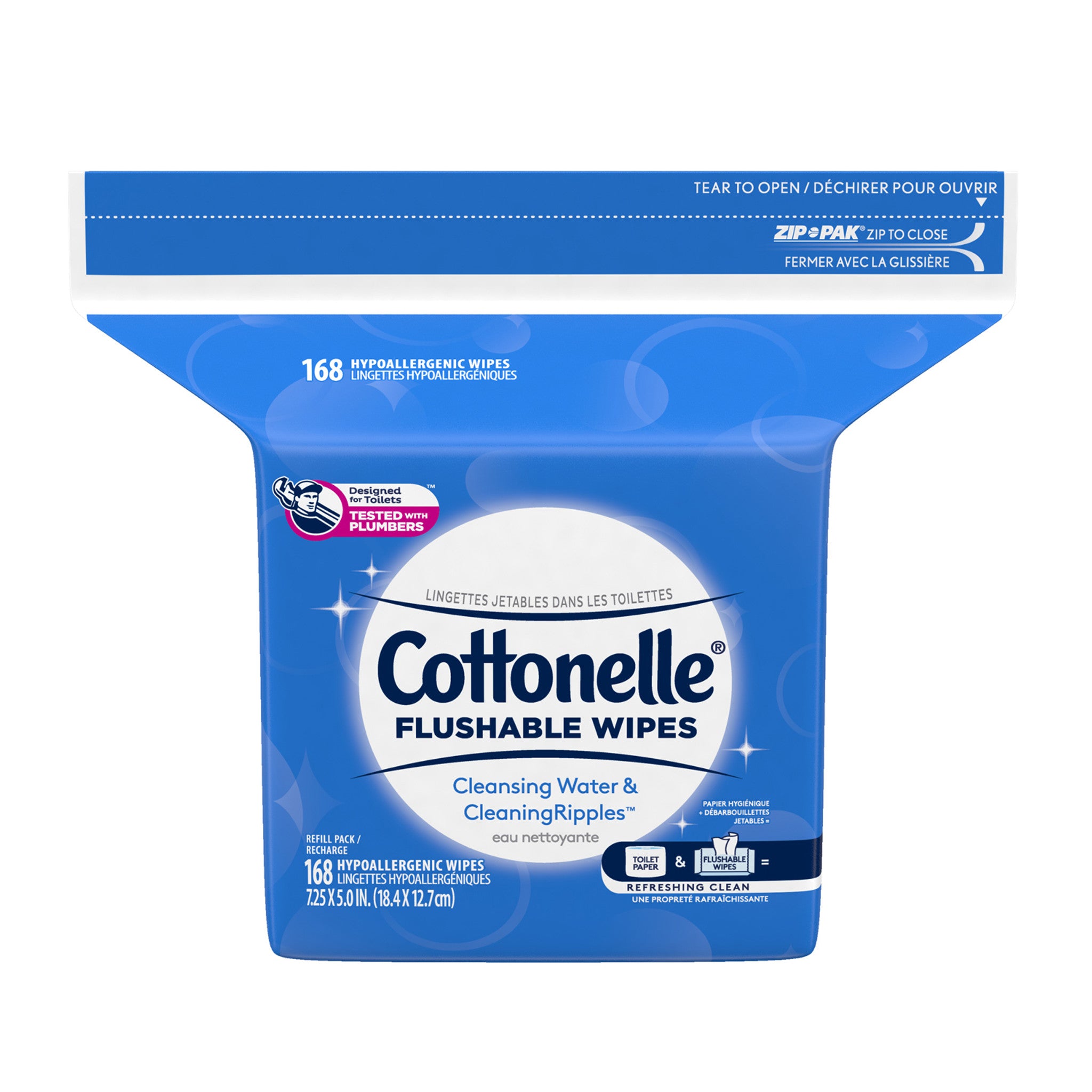 Kimberly-Clark-10358 Cottonelle® FreshCare Flushable Cleansing Cloths – Refill | 1-Ply | 168 Sheets/Pack | 8 Packs/Case