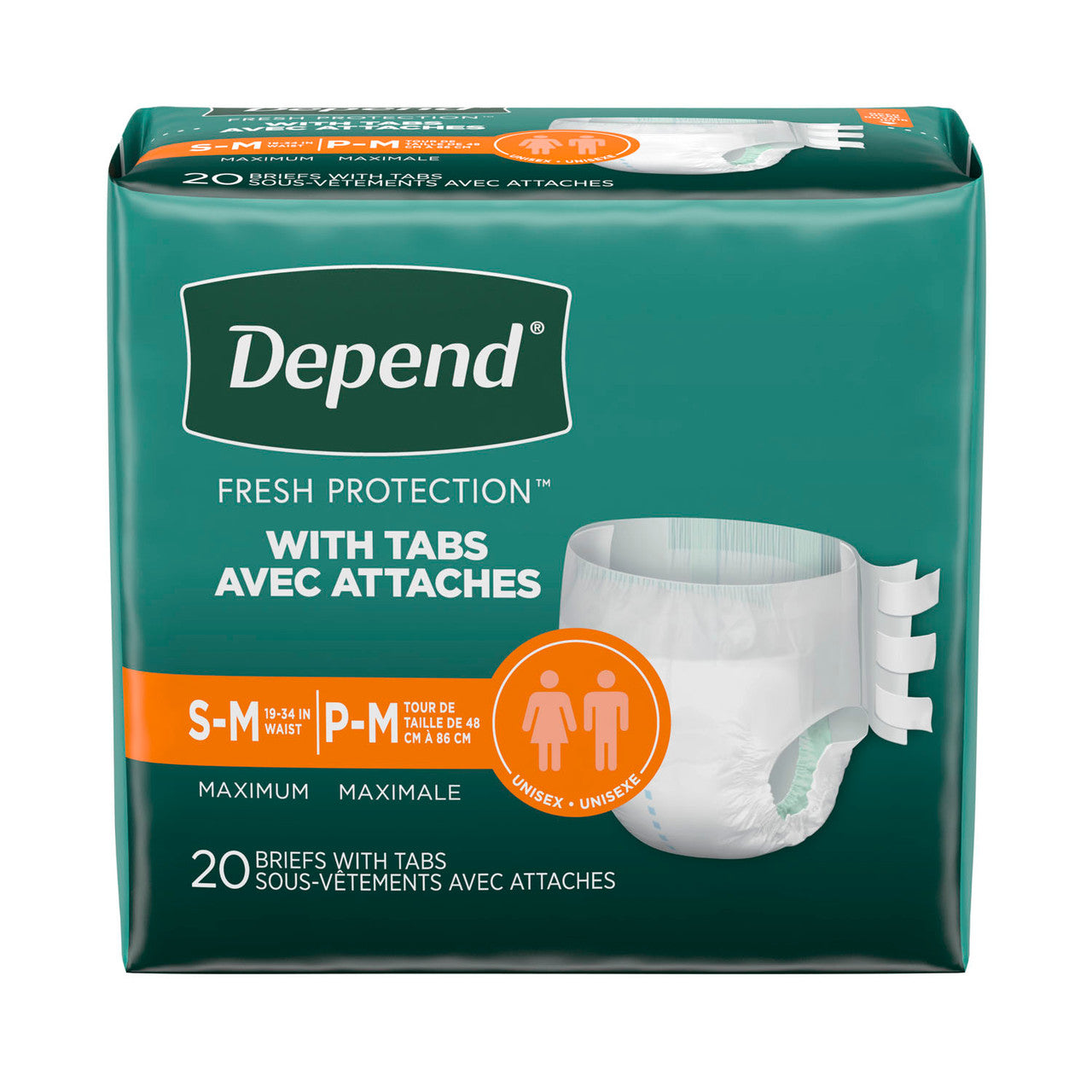 Kimberly-Clark-35456 Depend® Overnite Briefs – Maximum Absorbency | Small/Medium | 20 Briefs per Pack | 3 Packs per Case | 35 Cases per Pallet