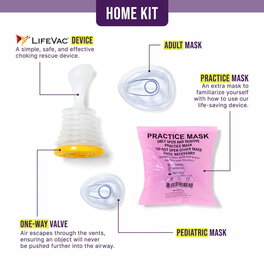 LifeVac-LVT1002 LifeVac Unit, 1 Adult Mask, 1 Pediatric Mask, 1 Practice Mask, and instructions for use
