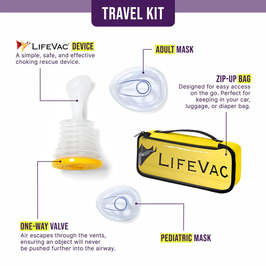 LifeVac-LVTK7001-RC Travel Kit - Unit, 1 Adult Mask, 1 Pediatric Mask, Instructions for Use, Packaged in Yellow (Each)