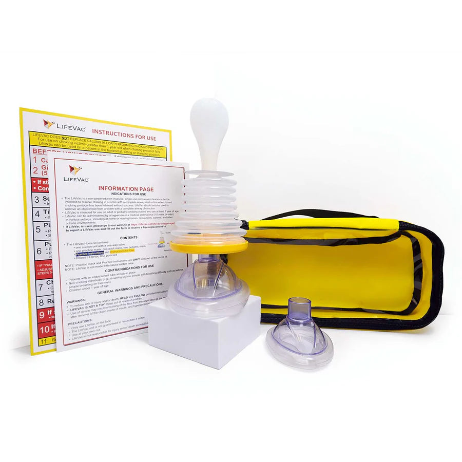 LifeVac-LVTK7001-RC Travel Kit - Unit, 1 Adult Mask, 1 Pediatric Mask, Instructions for Use, Packaged in Yellow (Each)