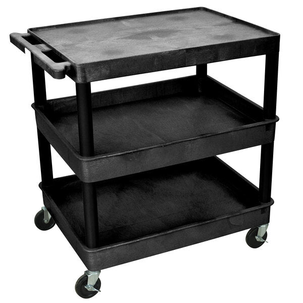 Luxor-TC211-B 32x24" Three Shelf Utility Cart (Black)