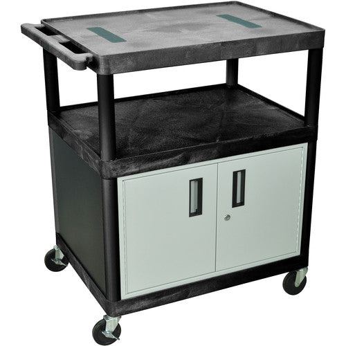 Luxor-LE40C-B 40" Endura AV Table w/Cabinet/Electric (Black/Gray)
