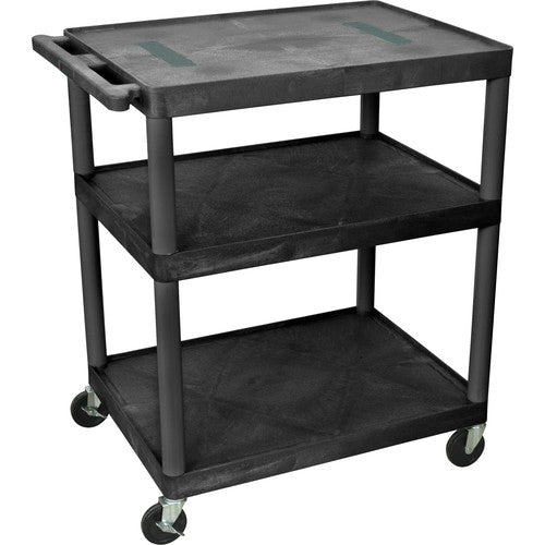 Luxor-LE40-B 40" Endura 3-Shelf Multimedia Cart with 3 Outlets - Black