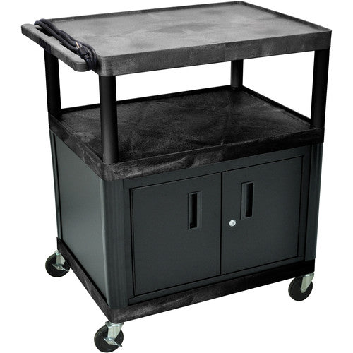 Luxor-LP40CE-B 40" LP Table 32x24" w/Cabinet & 3-Outlet Electric (Black)