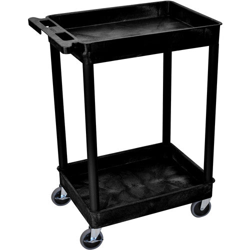 Luxor-STC11-B 24 x 18" Two-Shelf Utility Cart with Tub Top & Bottom (Black)