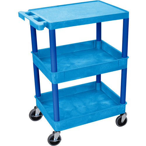 Luxor-BUSTC211BU STC211 24 x 18" Three Shelf Heavy-duty Utility Cart (Blue)