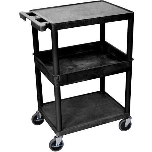 Luxor STC212-B 24 x 18" Three-Shelf Utility Cart (Black)