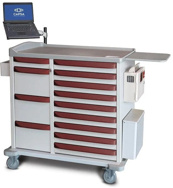 Capsa Healthcare-AM9MC-LCD-A-DR520 Medical Cart, 9H-MLD, Full Drawer, Auto Lock, LCD (1 EA)