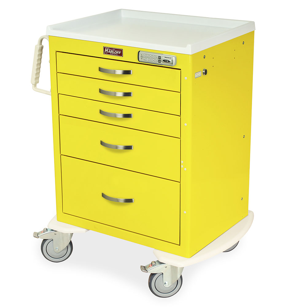 Harloff-MDS2424E05-M-Series Medium Width Short Isolation Cart Three Drawers with Basic Electronic Pushbutton Lock