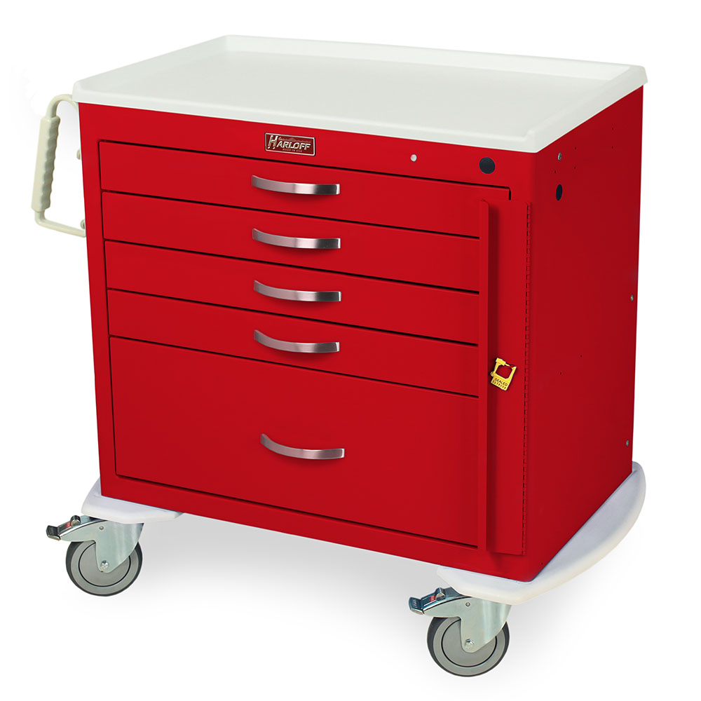 Harloff-MDS3021B15 M-Series Standard Width X-Short Emergency Crash Cart Five Drawers with Breakaway Lock