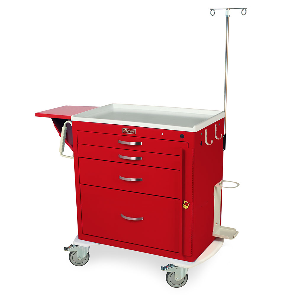 Harloff-MDS3024B14+MD30-EMG1-M-Series Standard Width Short Emergency Crash Cart Four Drawers with Breakaway Lock, MD30-EMG1 Package