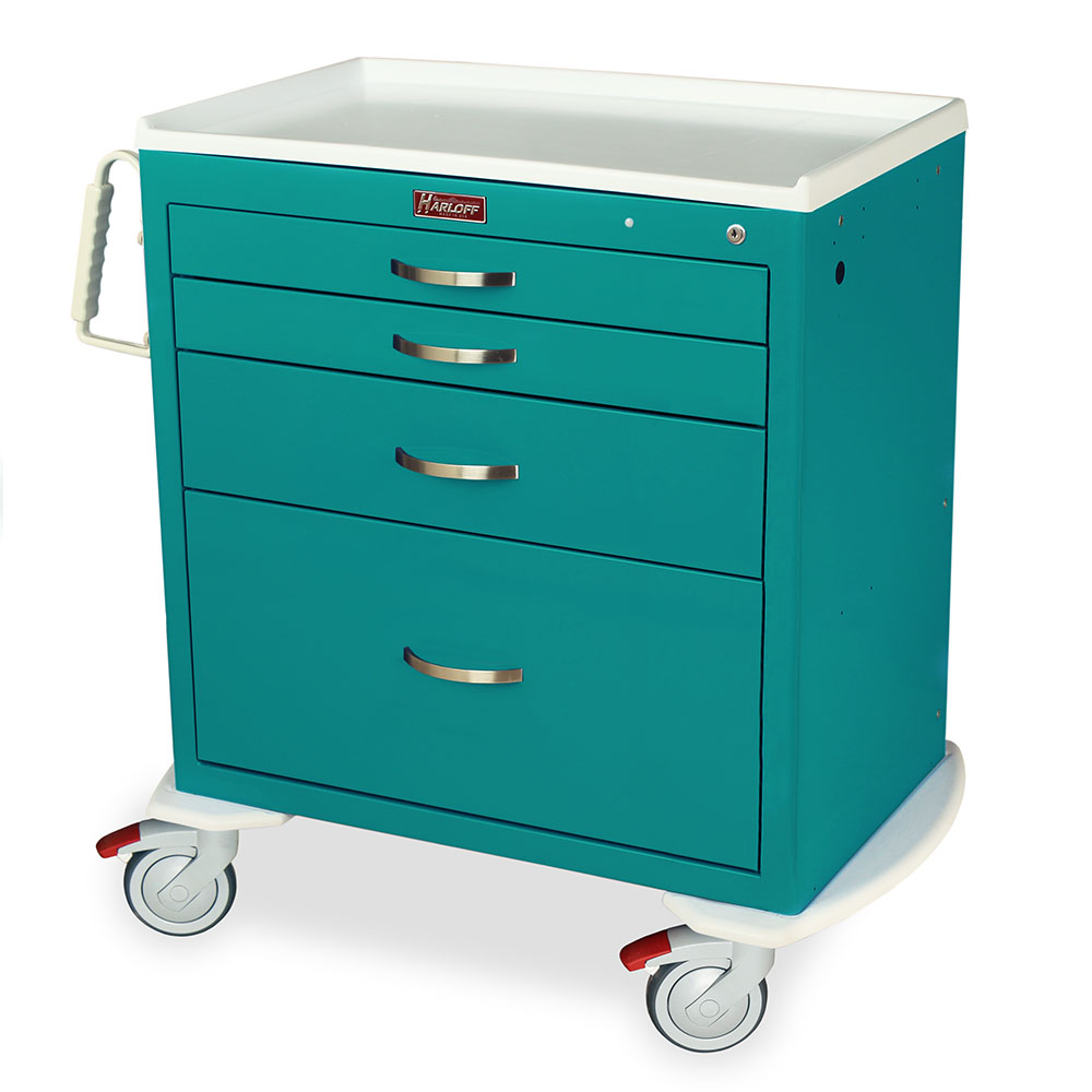 Harloff-M3DS3024K14 M-Series Medium Width Tall Cart, 24" Drawer Space, Key Lock, 4 Drawers Each