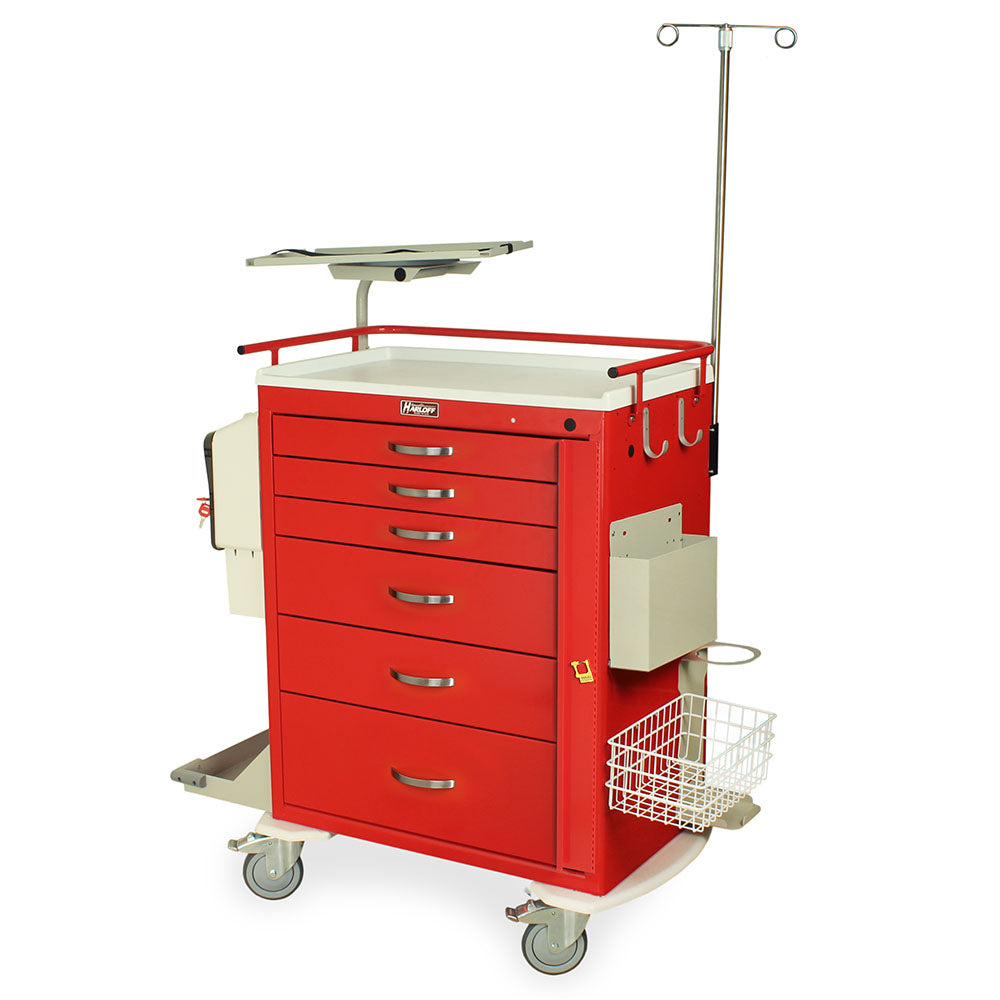 Harloff-MDS3030B06+MD30-EMG3 M-Series Standard Width Tall Emergency Crash Cart Six Drawers with Breakaway Lock, MD30-EMG3 Super Stat Package