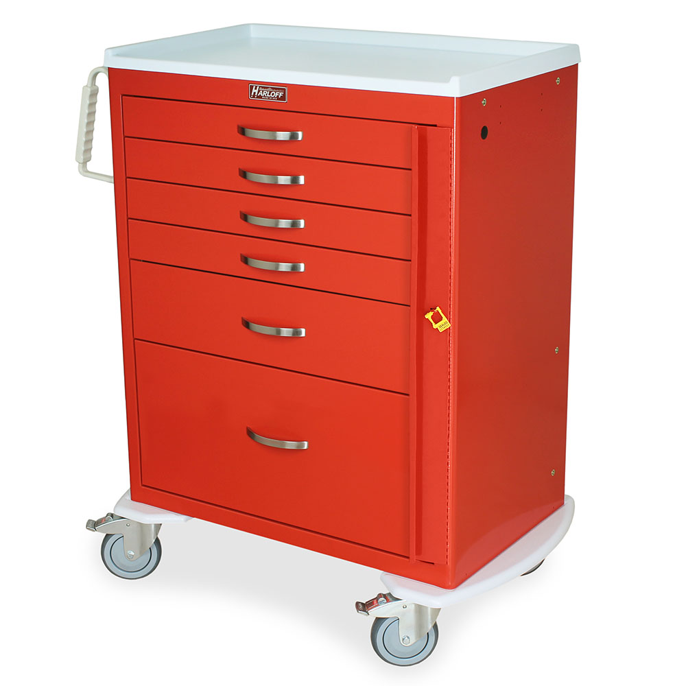 Harloff-MDS3030B16-M-Series Standard Width Tall Emergency Crash Cart Six Drawers with Breakaway Lock