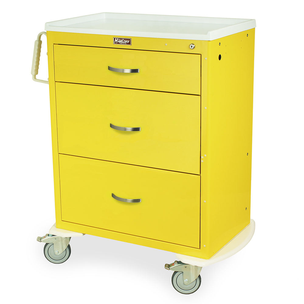 Harloff-MDS3030K03-M-Series Standard Width Tall Isolation Cart Three Drawers with Key Lock
