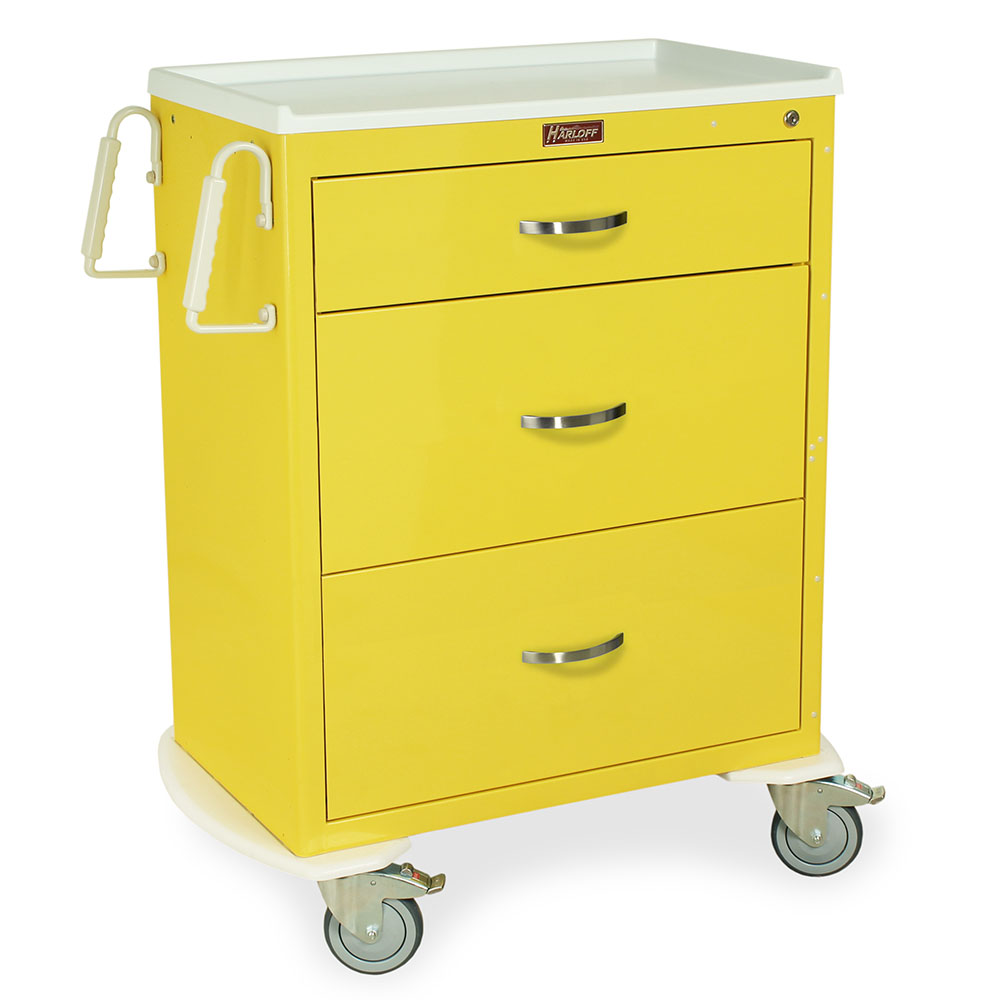 Harloff-MDS3030K03-M-Series Standard Width Tall Isolation Cart Three Drawers with Key Lock