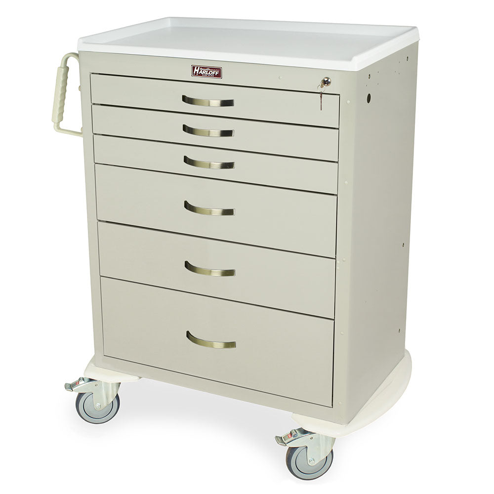Harloff-MDS3030K06-M-Series Standard Width Tall Anesthesia Cart Six Drawers with Key Lock