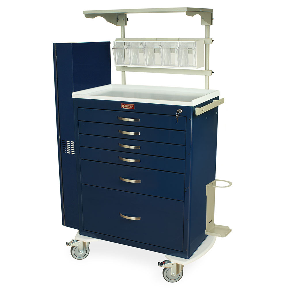 Harloff-MDS3030K16+MD30-AIRWAYPKG-M-Series Tall Treatment Crash Cart with MD30-AIRWAYPKG Difficult Airway Package, Standard Width, Six Drawers, Key Lock