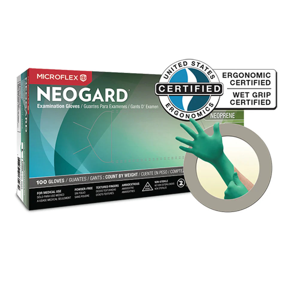 Ansell Microflex Neogard® Powder-Free Medical-Grade Chloroprene Exam Gloves