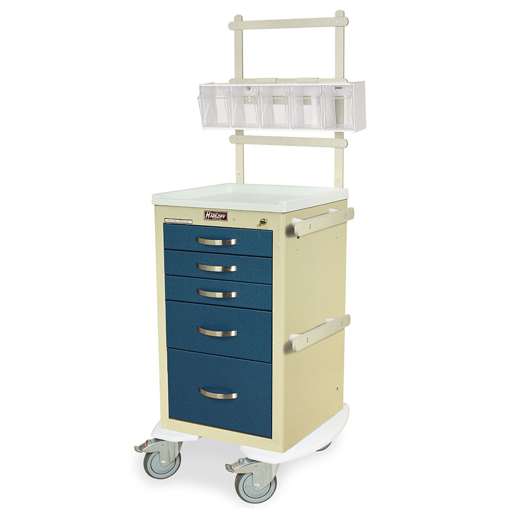 Harloff-MPA1824K05+MD18-ANS A-Series Lightweight Aluminum Mini Width Short Anesthesia Cart Five Drawers with Key Lock, MD18-ANS Package
