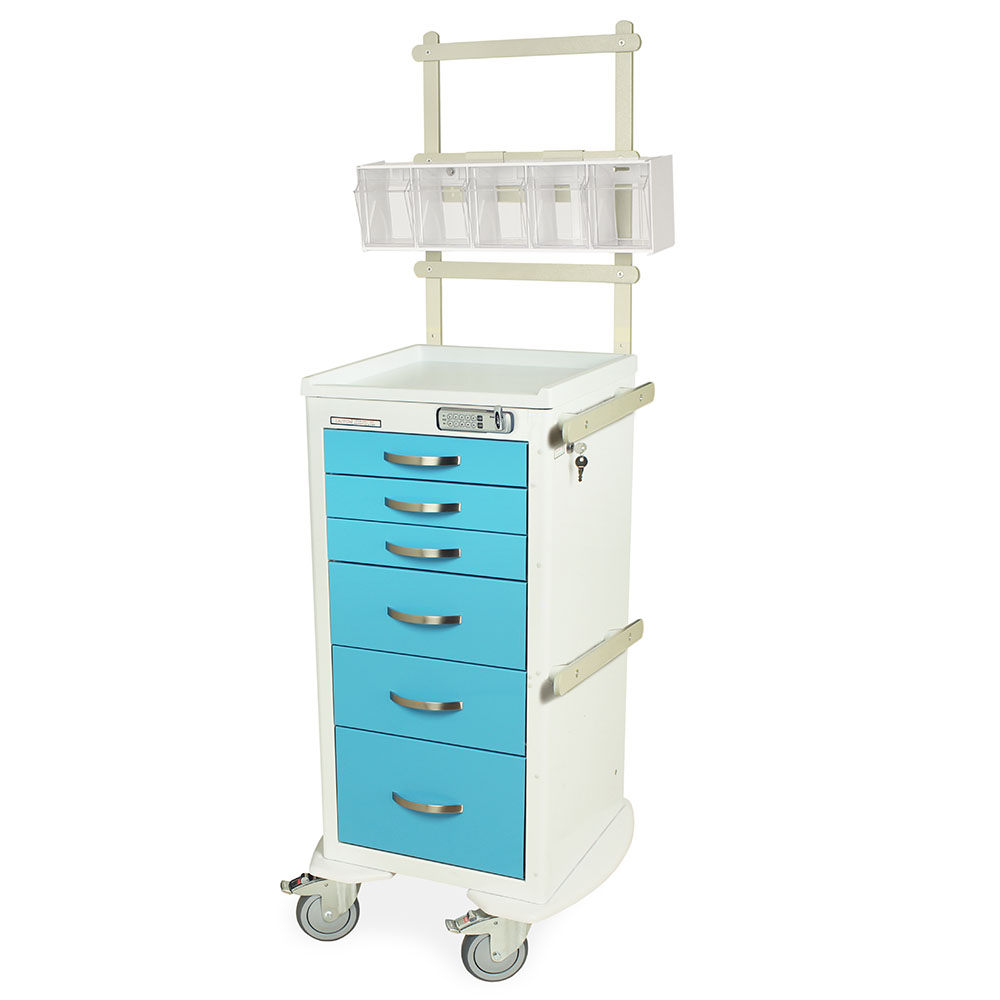 Harloff-MPA1830E06+MD18-ANS A-Series Lightweight Aluminum Mini Width Tall Anesthesia Cart Six Drawers with Basic Electronic Pushbutton Lock, MD18-ANS Package