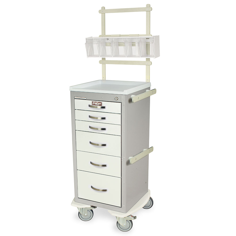 Harloff-MPA1830K06+MD18-ANS-A-Series Lightweight Aluminum Mini Width Tall Anesthesia Cart Six Drawers with Key Lock, MD18-ANS Package