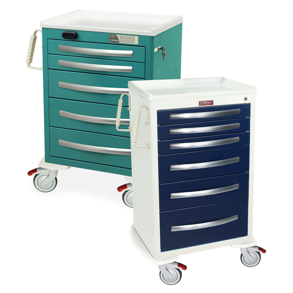 Harloff A-Series Medium Width Aluminum Locking Medical Cart, MPA24