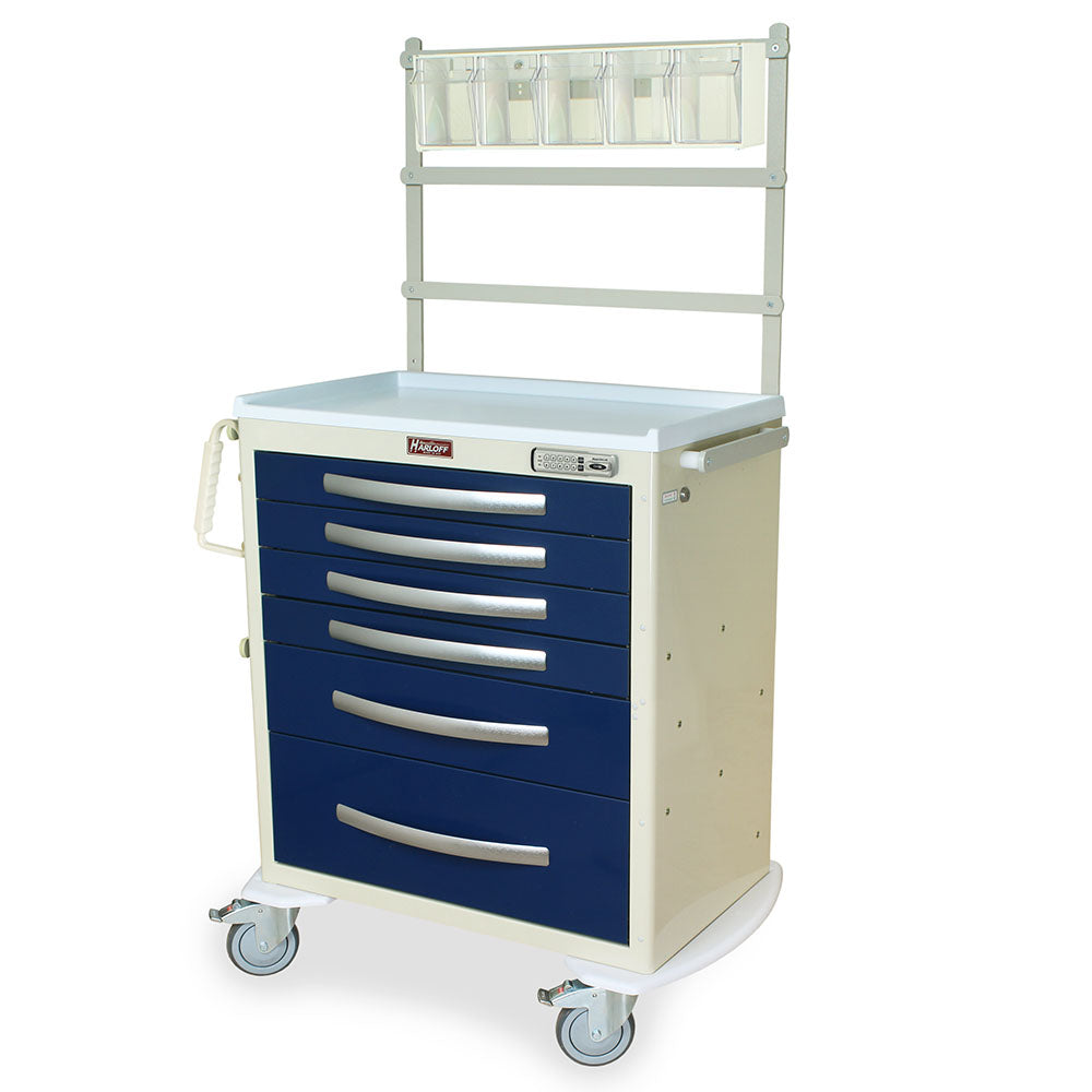 Harloff-MPA3027E06+MD30-ANS A-Series Lightweight Aluminum Standard Width Medium Height Anesthesia Cart Six Drawers with Basic Electronic Pushbutton Lock, MD30-ANS Package