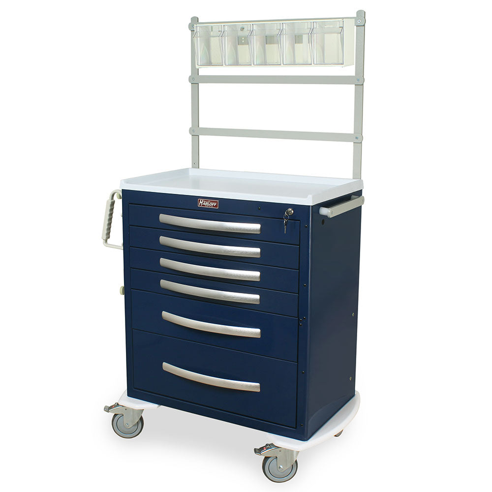 Harloff-MPA3027K06+MD30-ANS A-Series Lightweight Aluminum Standard Width Medium Height Anesthesia Cart Six Drawers with Key Lock, MD30-ANS Package