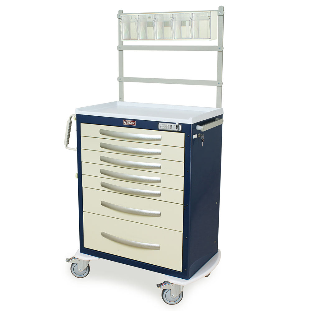Harloff-MPA3030E07+MD30-ANS A-Series Lightweight Aluminum Standard Width Tall Anesthesia Cart Seven Drawers with Basic Electronic Pushbutton Lock, MD30-ANS Package